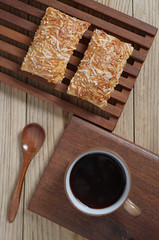Coffee and puff pastry cookies with cheese