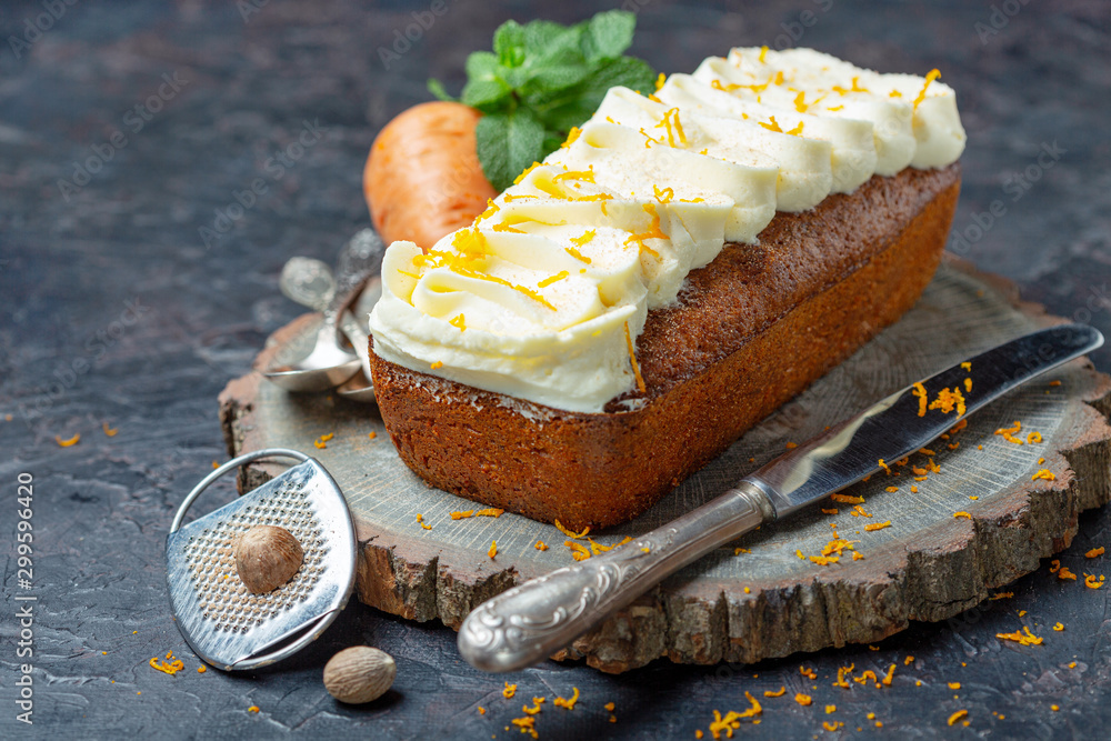 Wall mural carrot cake with cottage cheese cream.