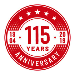 Celebration 115th anniversary logo design template. Vector and illustration.