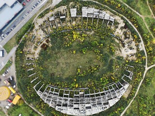 Lithuanian national stadium. Drone footage.
