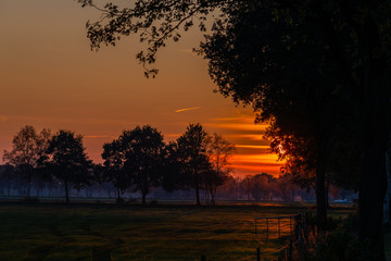 A special sunset  with intense colors in the autumn evening