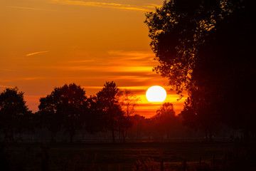 A special sunset  with intense colors in the autumn evening