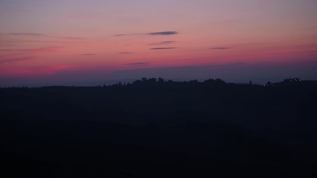 Scenic Tuscany Landscape Sunset. Italy, Europe. Famous Destination.