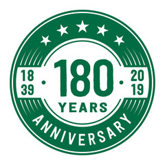 Celebration 180th anniversary logo design template. Vector and illustration.