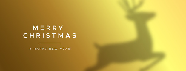 Christmas New Year gold reindeer shadow banner © Cienpies Design