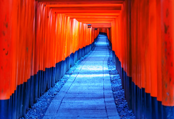 Red Torii gates in Fushimi Inari shrine in Kyoto, Japan