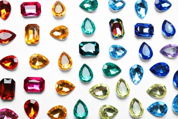  Different beautiful gemstones on white background, top view © New Africa