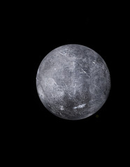gray stone planet on a black background