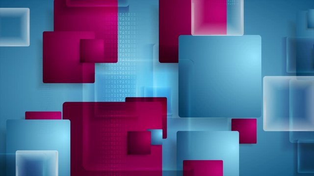Bright blue and purple glossy squares abstract technology motion background. Seamless looping. Video animation Ultra HD 4K 3840x2160