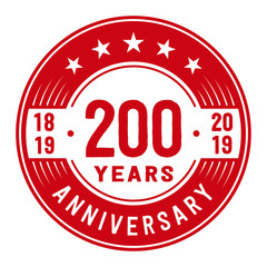 Celebration 200th anniversary logo design template. Vector and illustration.