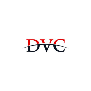 Initial letter DVC, overlapping movement swoosh horizon logo company design inspiration in red and dark blue color vector