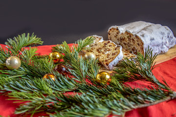 Christmas pictures, view of Christmas cookies with fir branches, candles and Christmas decorations