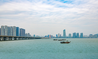 City view of the South Road coast of the couple in Zhuhai, Guangdong Province, China