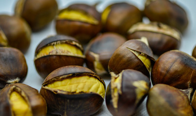 chestnuts on black background