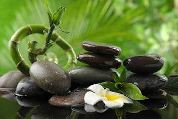 Composition with stones against blurred background. Zen concept