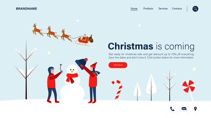 Christmas sale banner for website or internet ads. Christmas celebration advertise background. Christmas is coming.