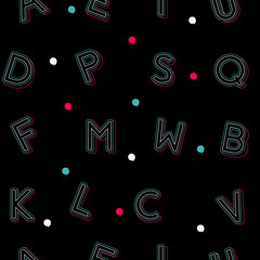 Alphabet pattern on black background