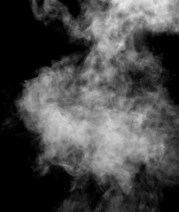 white smoke isolated, abstract powder, water spray on black background, Out of focus