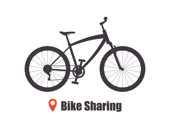 Modern city or mountain bicycle for bike sharing service. Multi-speed sport bicycle for adults. Bike sharing concept illustration, vector.