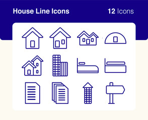 Simple set of vector line icons of house. Usable for modern concepts, web, apps and flyer.