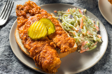 Homemade Nashville Hot Fish with Coleslaw