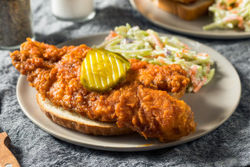 Homemade Nashville Hot Fish with Coleslaw