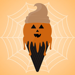 Monster shape ice cream cone. Halloween season - Vector illustration