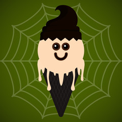 Monster shape ice cream cone. Halloween season - Vector illustration