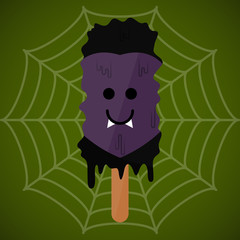 Monster shape ice cream popsicle. Halloween season - Vector illustration