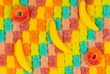 Jelly sweats bears rainbow pattern. Top view.