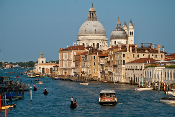 Obraz na płótnie Canvas View of Grand Canal in Venice, Italy, from the Academia Bridge: Basilica di Santa Maria della Salute