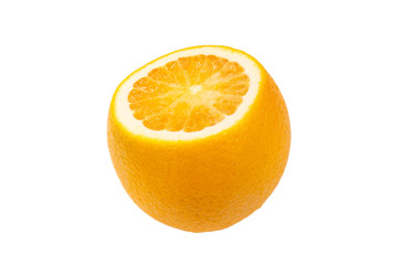 Half orange isolated on white background.