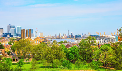 London cityscape seen from Greenwich hill
