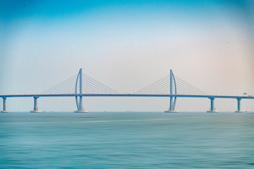 The seaside view of the Zhuhai section of the Hong Kong-Zhuhai-Macao Bridge in China