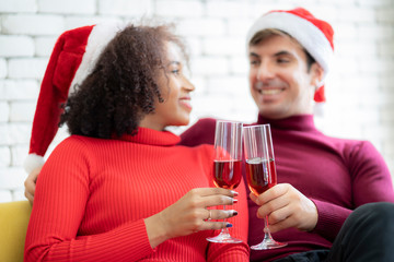 Enjoying Christmas time together Happy  couple in love, christmas cocept.