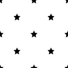 Black stars isolated on a white background.  Seamless pattern