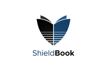 Shield Book logo Protection Security Education Logo Design