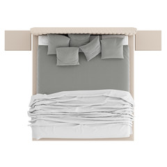 Bed with a blanket and pillows on an isolated background. 3d rendering