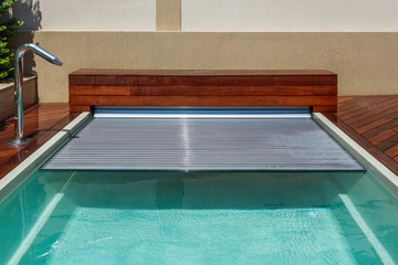 Span for pool. Rolling coating. Pool protection. Rollete. Security. Pure water. Pool protection...
