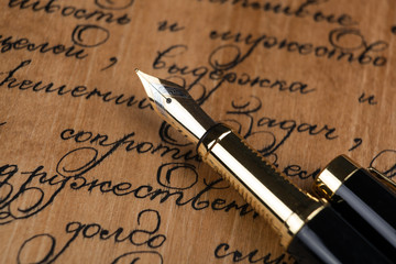 fountain pen on paper with ink text