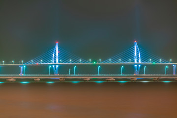 Night view of the Zhuhai section of the Hong Kong-Zhuhai-Macao Bridge in China