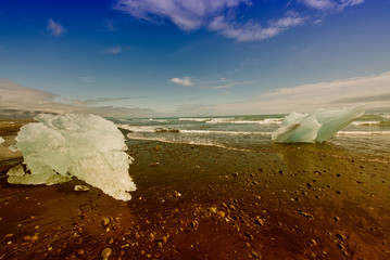 Jokulsarlon Lagoon in Iceland. Icebergs
