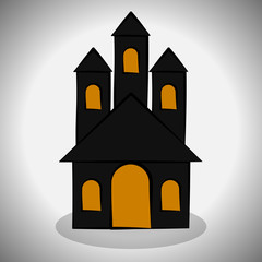 Dark castle image. Spooky halloween - Vector illustration