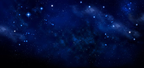 Fototapeta na wymiar Space blue background with nebula and stars