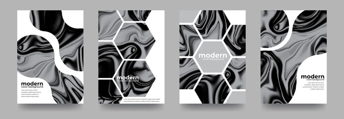 Black And White Fluid Cover Template in Minimal Design