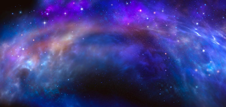 Space blue background with nebula and stars