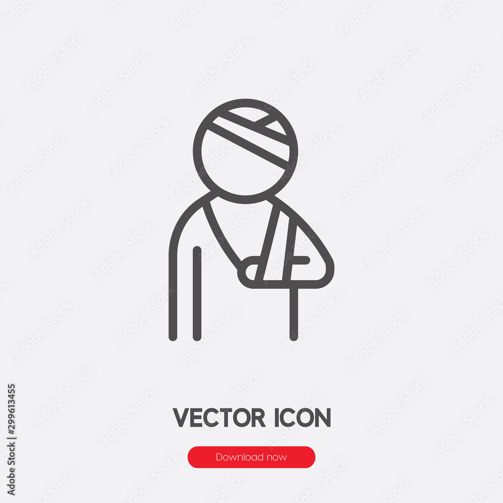 Poster injury icon vector. linear style sign for mobile concept and web design. wounded symbol illustration