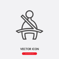 Seat belt icon vector. Linear style sign for mobile concept and web design. Seat belt symbol illustration. Pixel vector graphics - Vector.