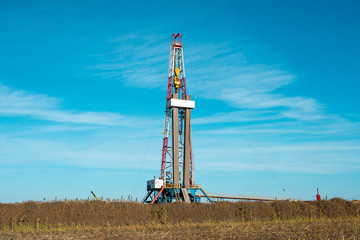 Oil and Gas Drilling Rig. Oil drilling rig operation on the oil platform in oil and gas industry.