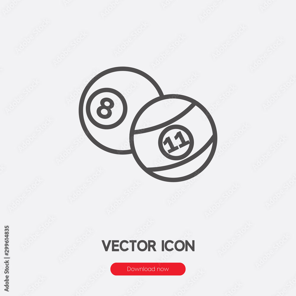 Poster Billiard icon vector. Linear style sign for mobile concept and web design. Billiard symbol illustration. Pixel vector graphics - Vector.